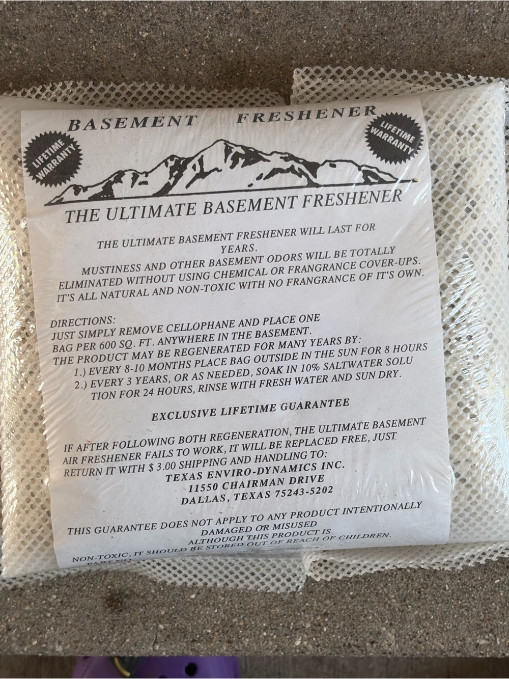 The Ultimate Basement Freshener - White Mesh Air Purifier Bag